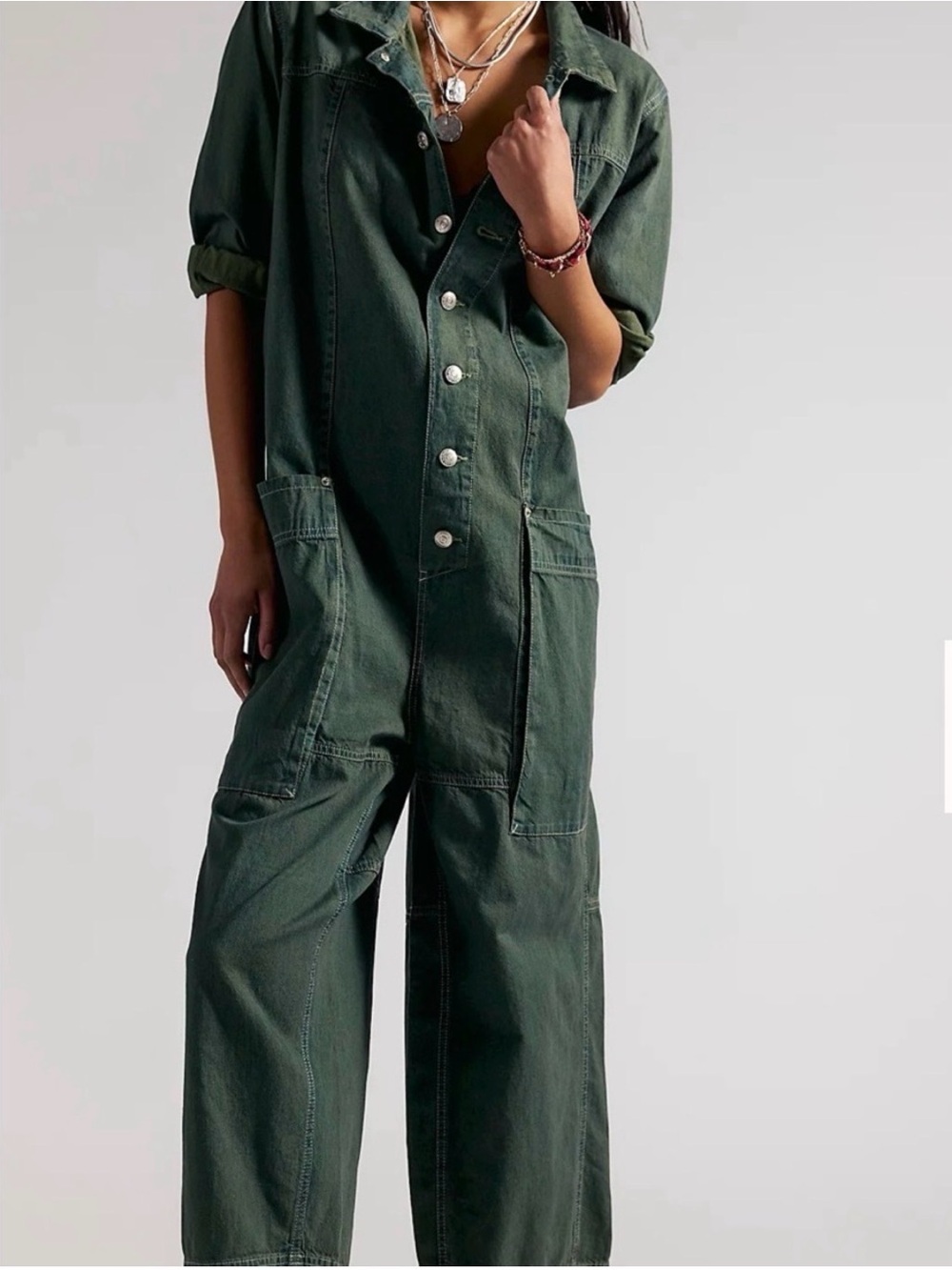We The Free Olive Green Margarita Utility Jumpsuit REALLY GOOD CONDITION Large